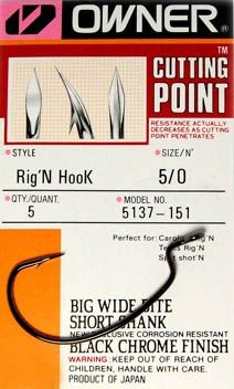 Купить Крючки офсетные Owner Rig'n Hook Cutting Point 5137 ― Carp Zander
