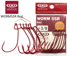 Крючки офсетные Vanfook Worm 55R Standart Wide Gape Red 