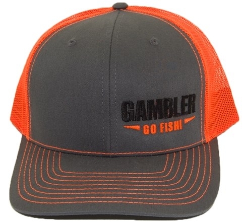 Купить Бейсболка Gambler Richardson 112 Split Charcoal/Neon Orange Black Gambler Neon Orange Go Fish ― Carp Zander