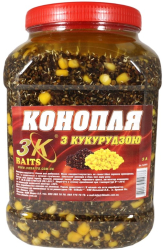 Конопля 3KBaits Натуральная с кукурузой 70/30 банка 3L