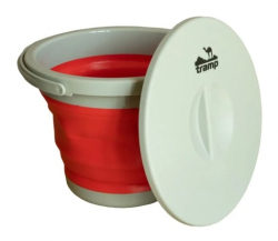 Ведро складное с крышкой Tramp силиконовое 5L красный