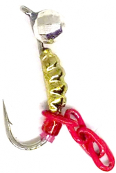 Мормишка Winter Star Личинка пуголовок # 2.5 H10 0.23g Гачок №18 срібло-золото ланцюг червоний