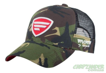 Бейсболка тракер Favorite 587 бело-красное лого 60 камуфляж