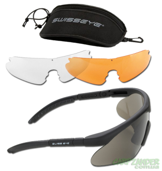 Окуляри тактичні Swiss Eye Raptor New (комплект 3 змінних лінзи, чохол, чорна оправа)