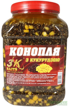 Конопля 3KBaits Натуральная с кукурузой 70/30 банка 3L