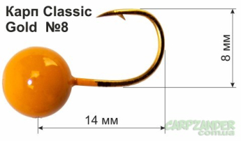 Мормишка DS gold кукурудза Карп Classic #8 (3шт/уп) 1.0g
