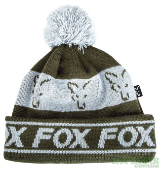 Шапка Fox green / silver lined bobble