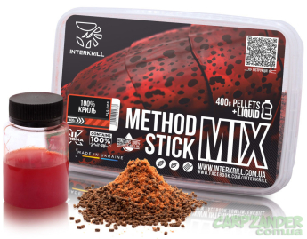Пелетс INTERKRILL Flat Method Stick Mix 400g + Ліквід 50g