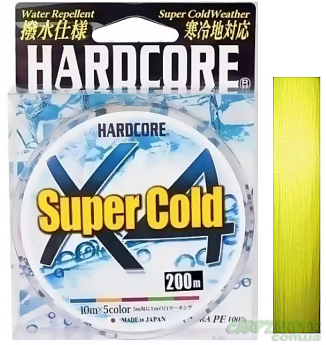 Шнур Duel Hardcore Super Cold x4 200m Hi-Vis Yellow #1.0 8.0kg 0.17mm