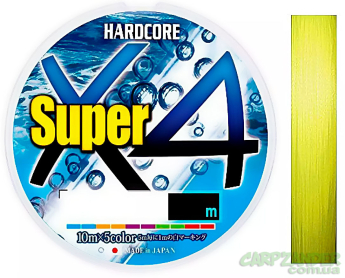 Шнур Duel Hardcore Super X4 150m Hi-Vis Yellow #1.5 10.0kg 0.21mm