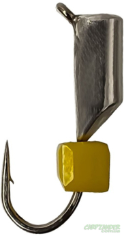 Мормишка Winter Star Гвоздекубик # 2.5 0.47g Гачок № 14 срібло кубик жовтий